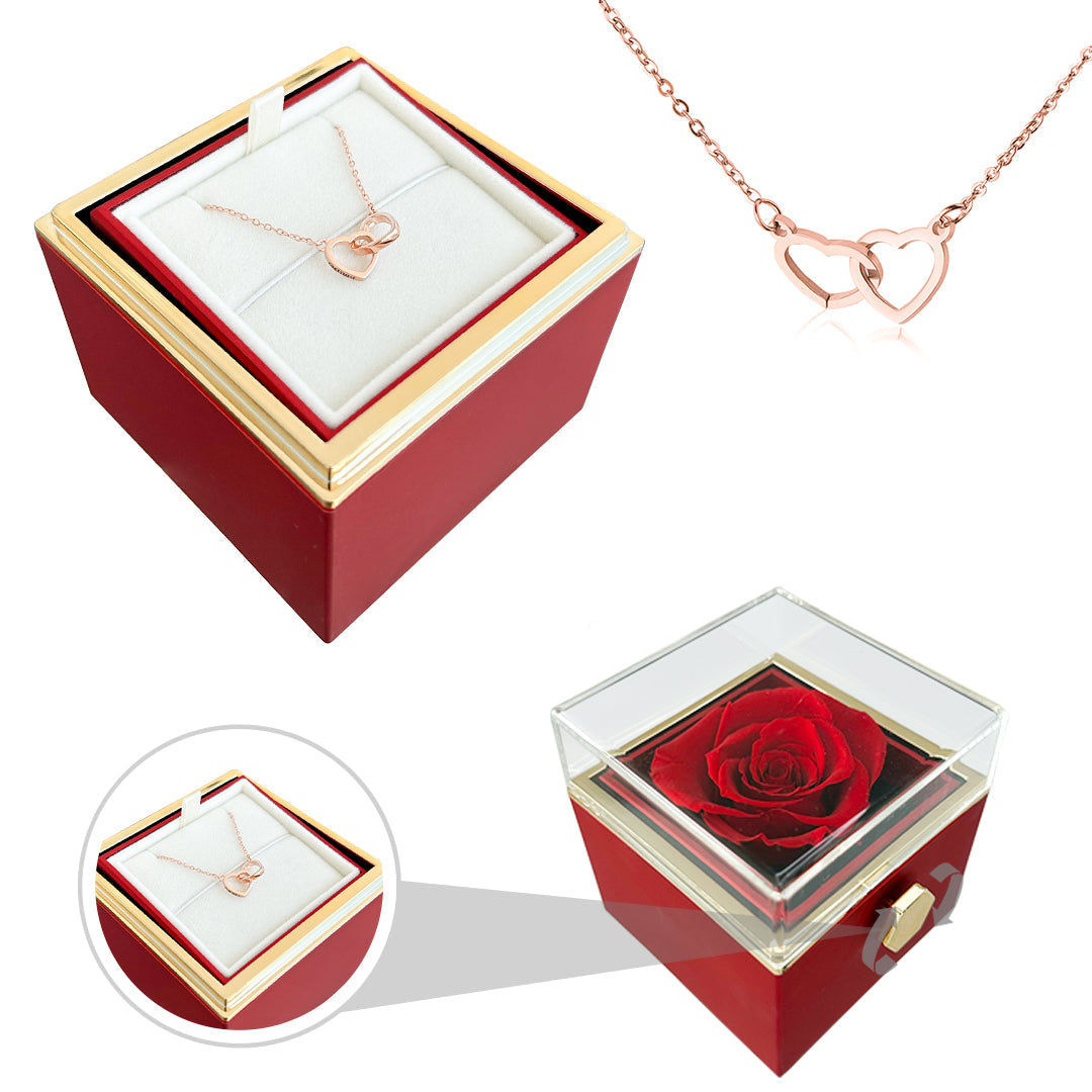 BowLift | Gift Set Rose & Heart Necklace Light – Eternal Rose with Hidden Love Necklace