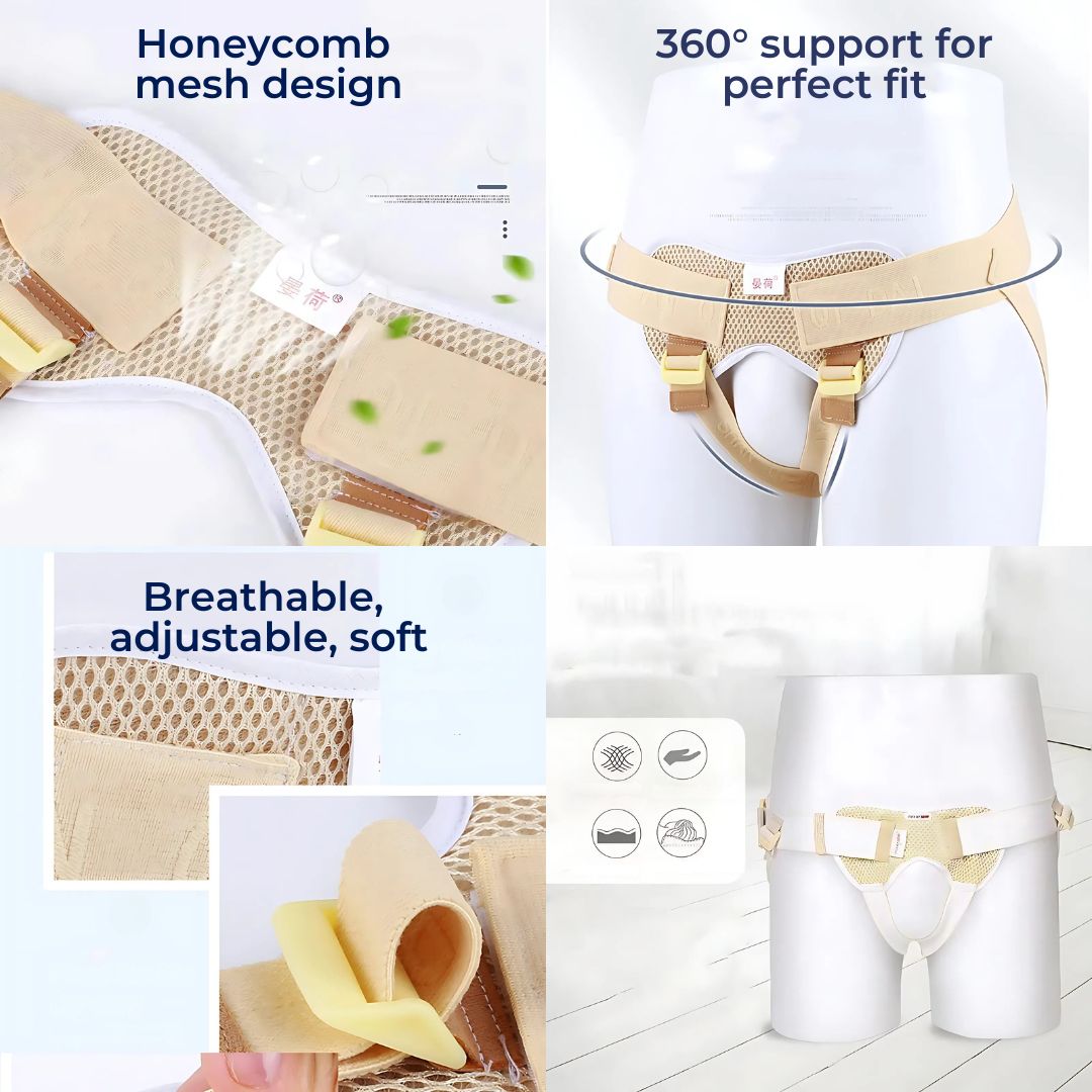 ReliefGuard Adjustable Inguinal Hernia Support Belt | Comfortable Breathable Inguinal Hernia Brace for Men - Improves Mobility Bowlift