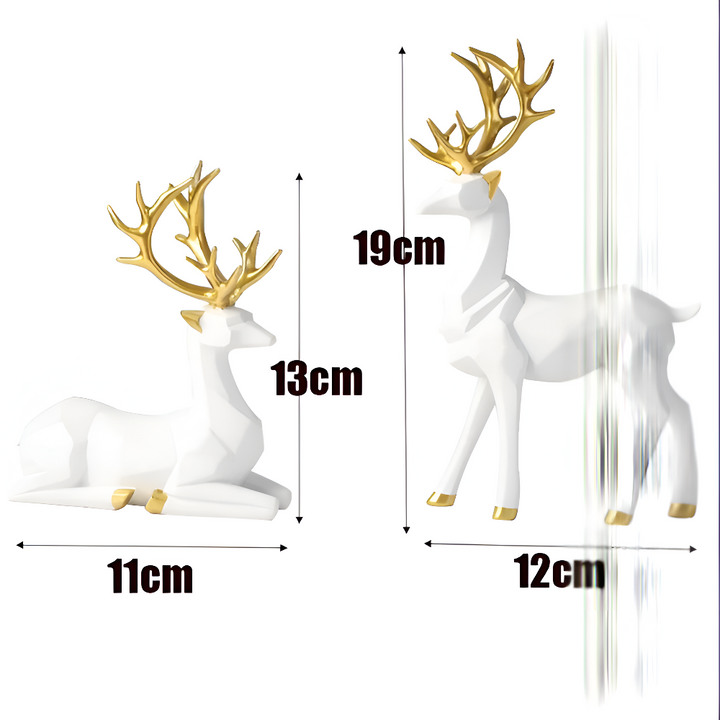 BowLift | Geometric Reindeer Figures Set – Modern 2-piece Resin Decoration