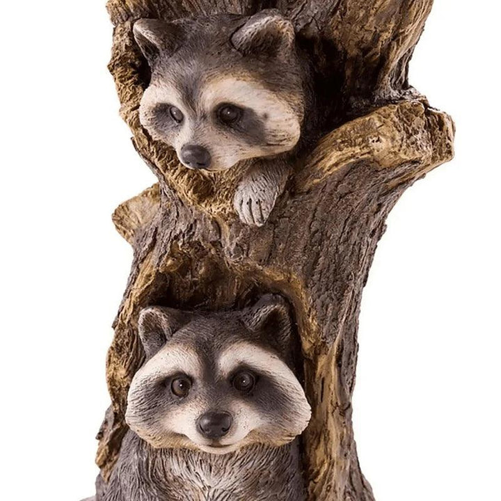BowLift | Vintage Garden Bird Bath – Polyresin Raccoon Design for Outdoor Charm
