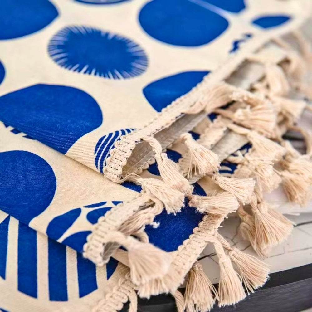 BowLift | Retro Blue Polka Dots Patterned Window Curtain