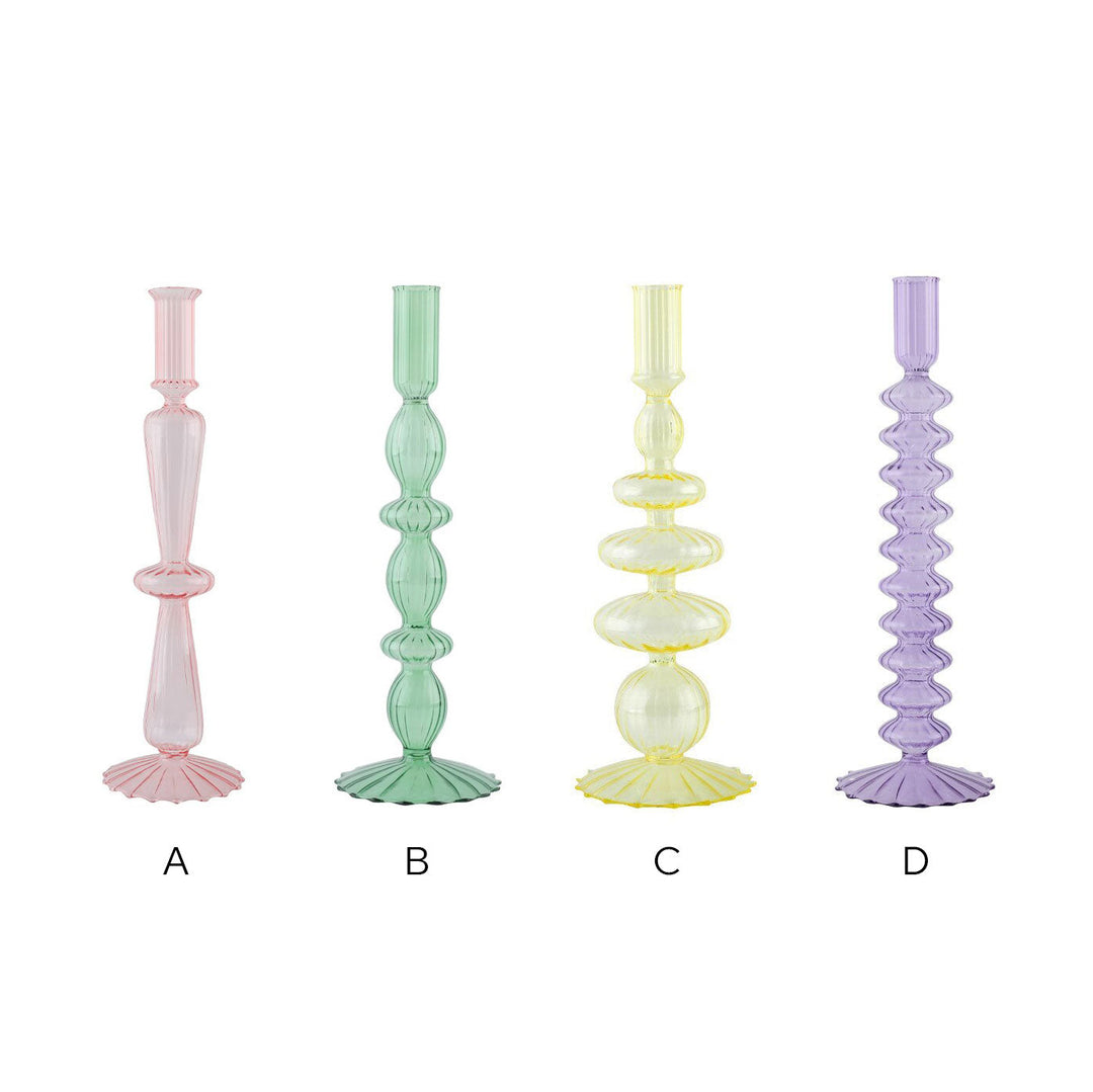Ribbed Glass Candleholders - Pastel | Bowlift