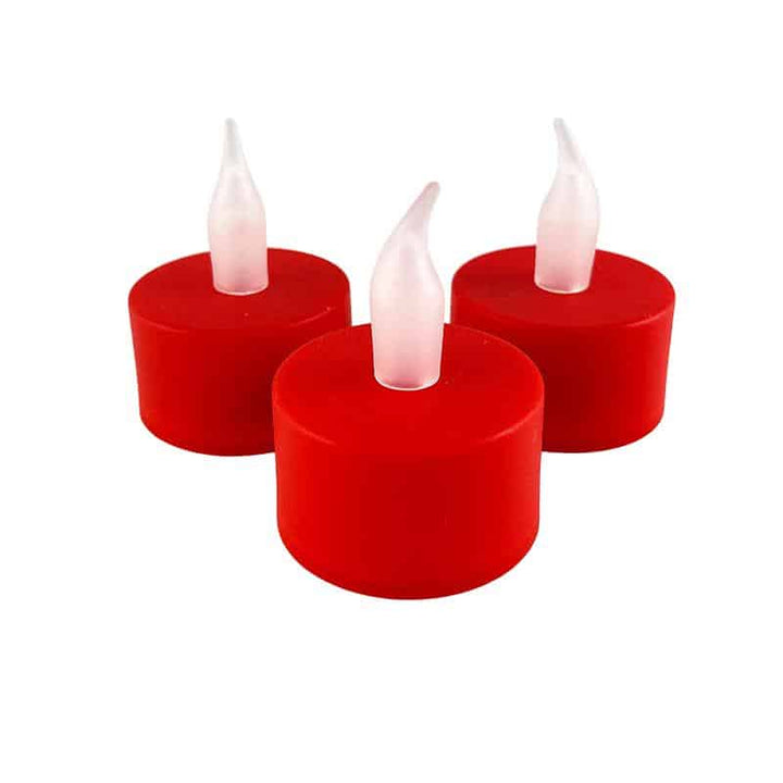 LED tealight 12 pcs. in red with flame | Bowlift
