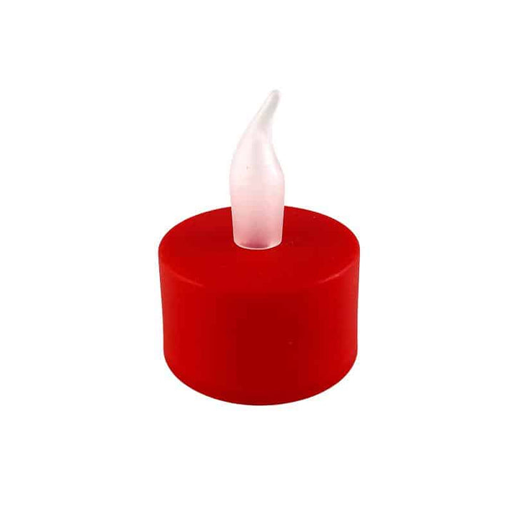 LED tealight 12 pcs. in red with flame | Bowlift