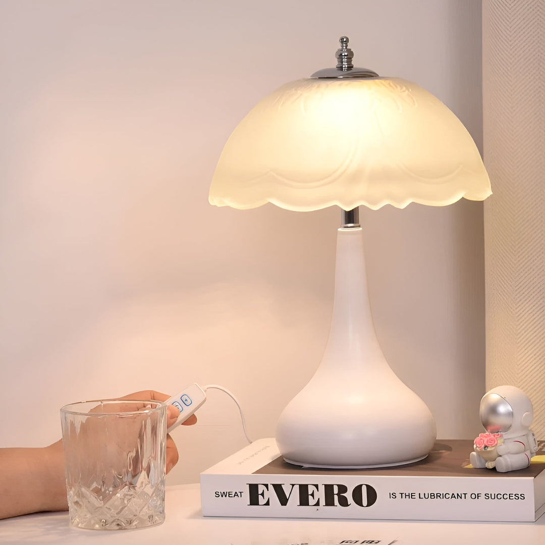 BowLift | Eleganza Luxe Table Lamp – Timeless Mushroom Shape with LED Dimming Function in Soft Colors