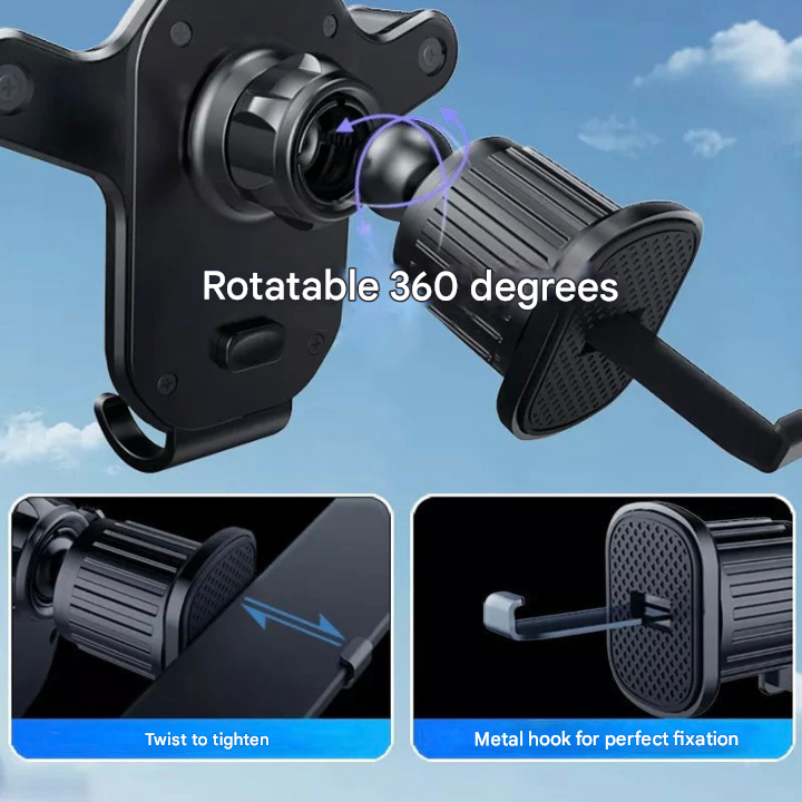 SafeGrip Car Phone Holder – 360° Rotatable Air Vent Mount with Hook Lock | Bowlift