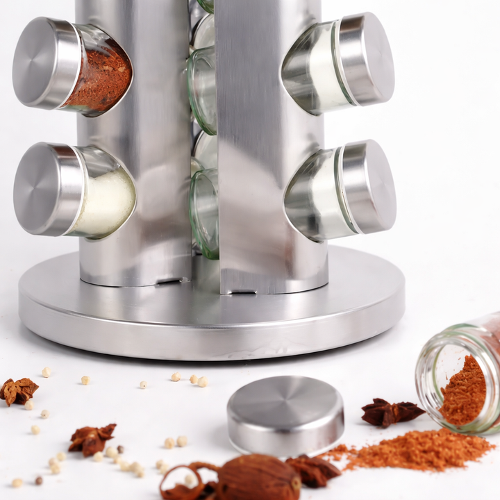 Rotating spice rack with 12 jars | Bowlift