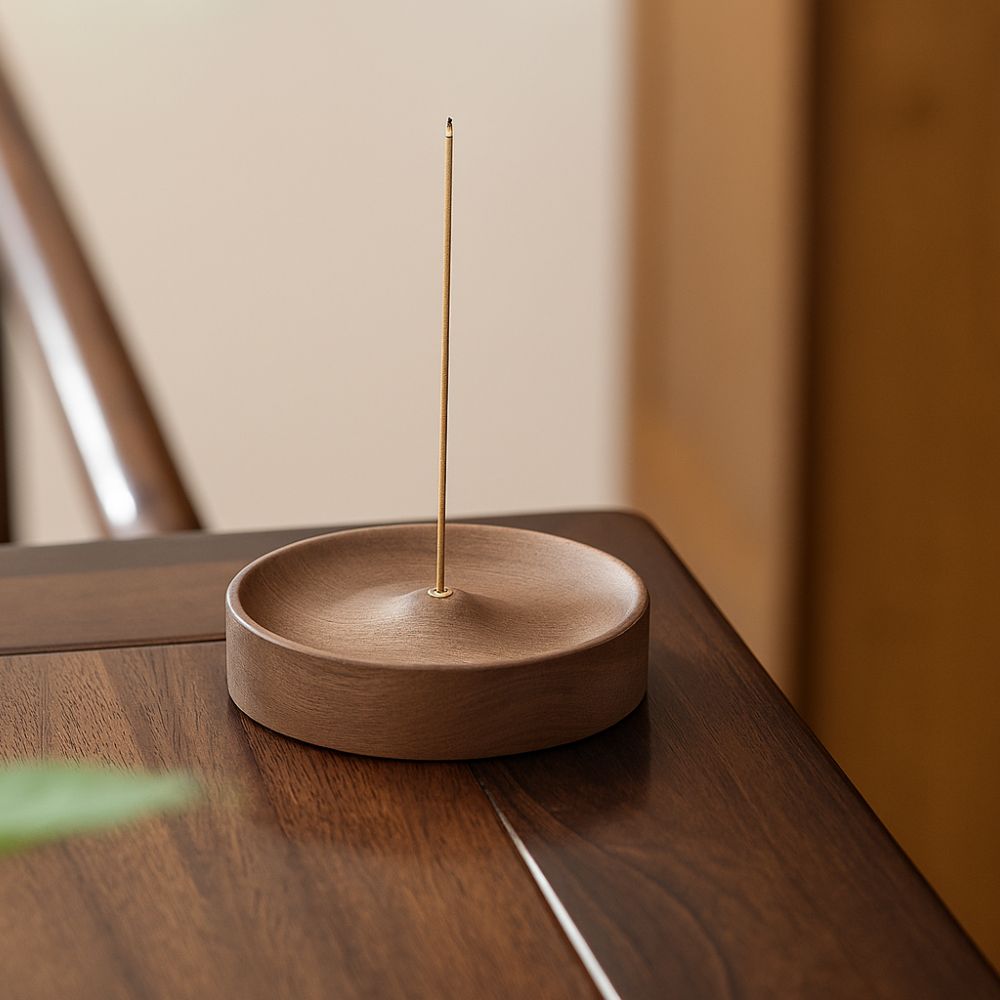 BowLift | Round Ash Catcher Wood Incense Stick Holder