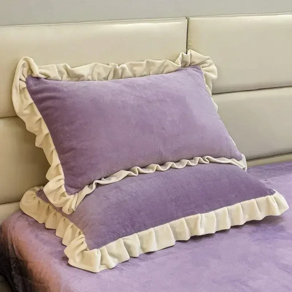 BowLift | Velvet Ruffle Edge Pastel Pillow Cover