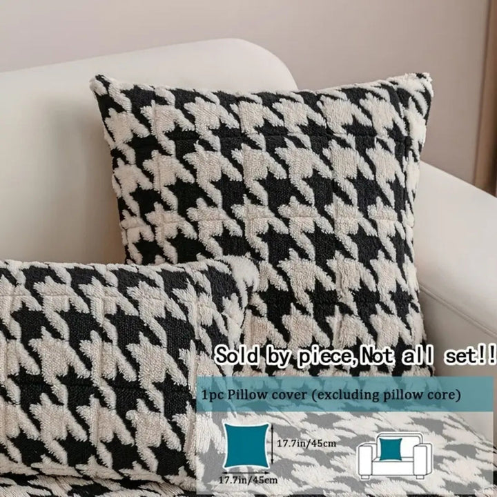 BowLift | Colourful Plush Houndstooth Sofa Cover and Cushion Cover