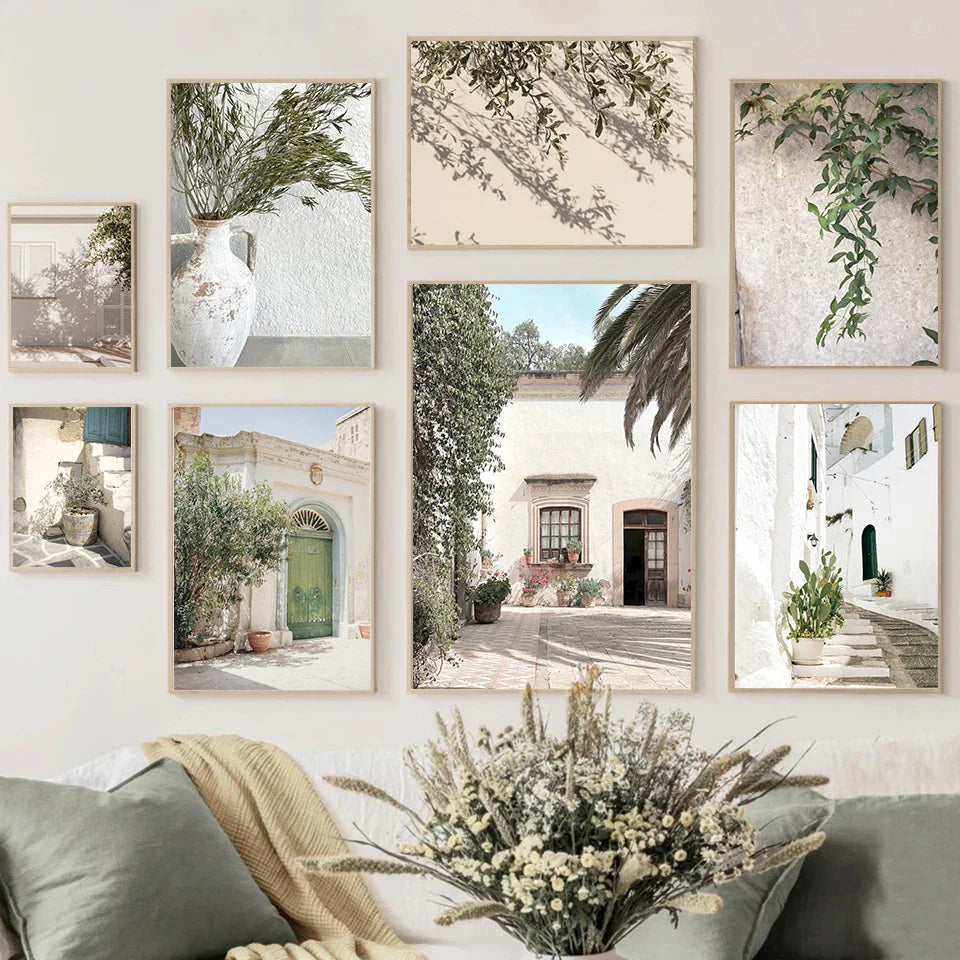 Rustic Villa Lifestyle Wall Art Fine Art Canvas Prints Bohemian Gallery Wall Pictures For Living Room Dining Room Scandinavian Home Decor | Bowlift