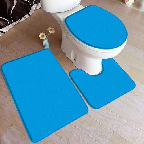 BowLift | 3-piece bath rug set made of flannel with non-slip backing