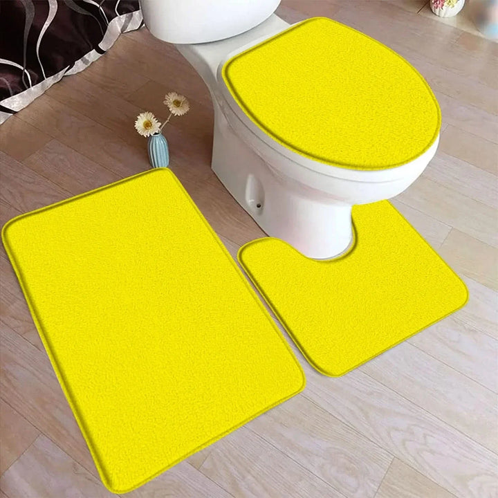 BowLift | 3-piece bath rug set made of flannel with non-slip backing