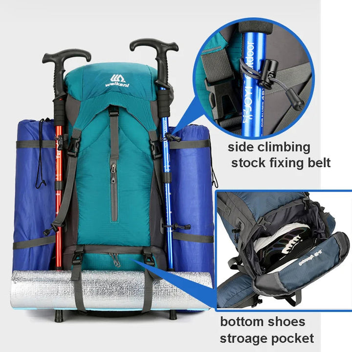 Alpivento 70L Trekking Backpack with Rain Cover | Bowlift