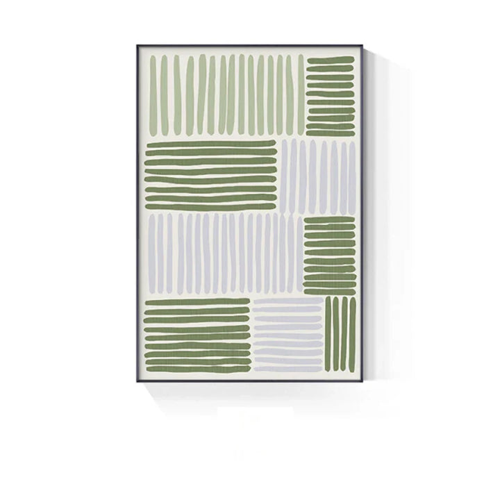 Abstract Green Geometric Line Art Wall Art Fine Art Canvas Prints Pictures For Modern Apartment Living Room Home Office Art Decor | Bowlift