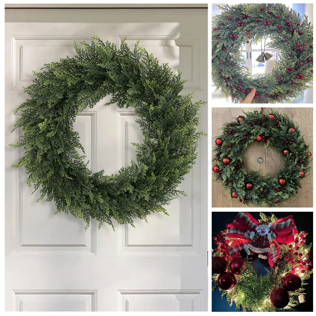 BowLift | Verdania | Artificial Cedar Wreath | Evergreen | 30 cm Ø | Low Maintenance Decor for Home & Garden