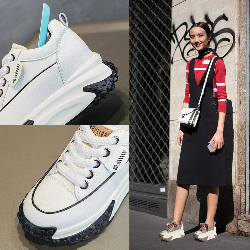 BowLift | 7 cm Platform Wedge Sneakers made of Leather