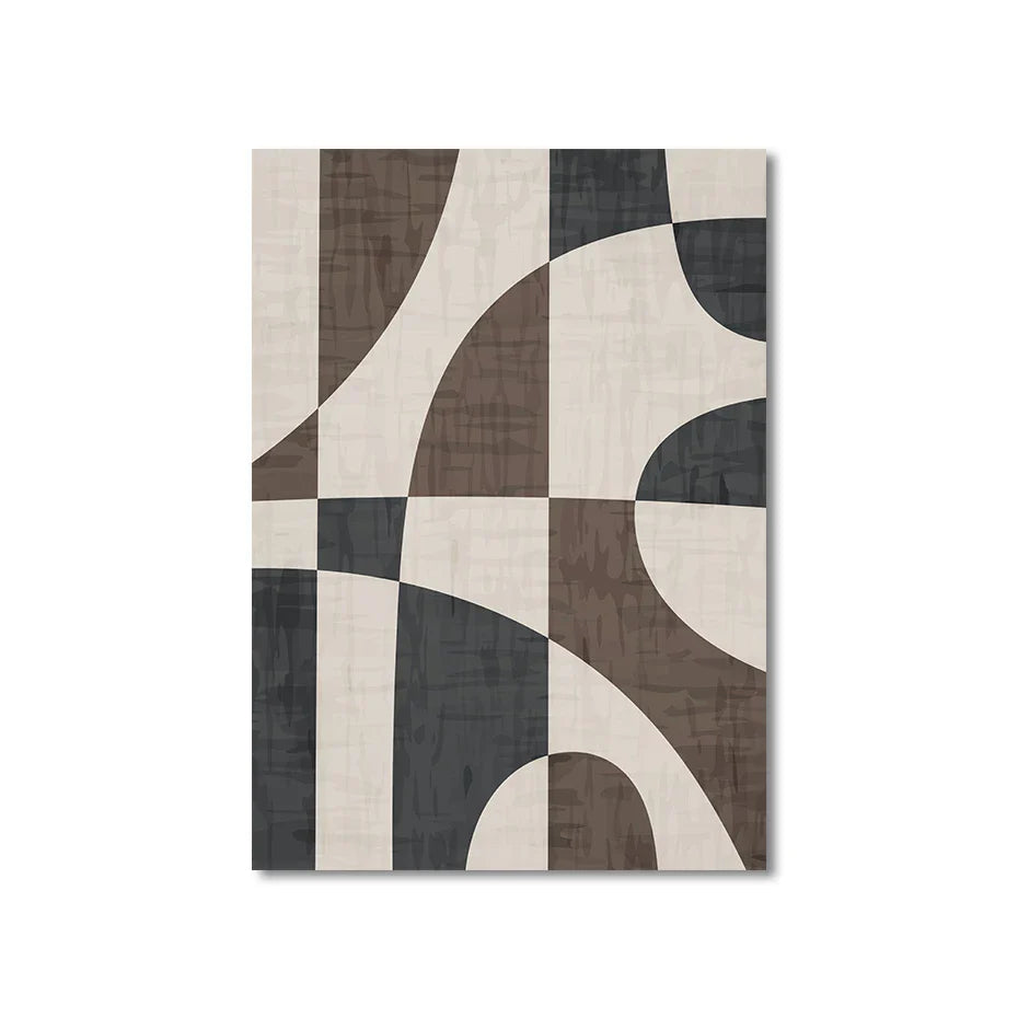 Modern Geometric Brown Beige Abstract Wall Art Fine Art Canvas Prints Pictures For Living Room Bedroom Contemporary Interior Decor | Bowlift