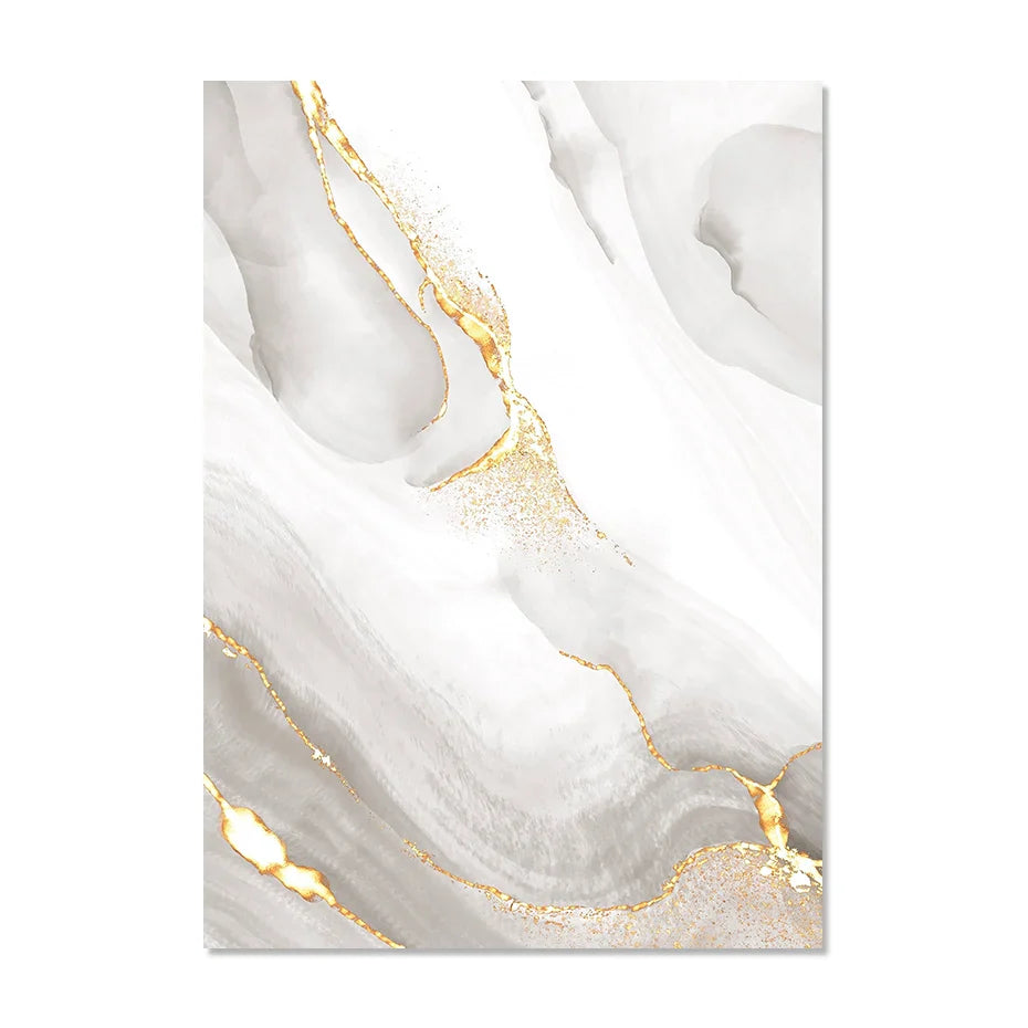 Light Luxury Golden Gray Marble Print Wall Art Fine Art Canvas Prints Posters Abstract Minimalist Pictures For Modern Living Room Decor | Bowlift