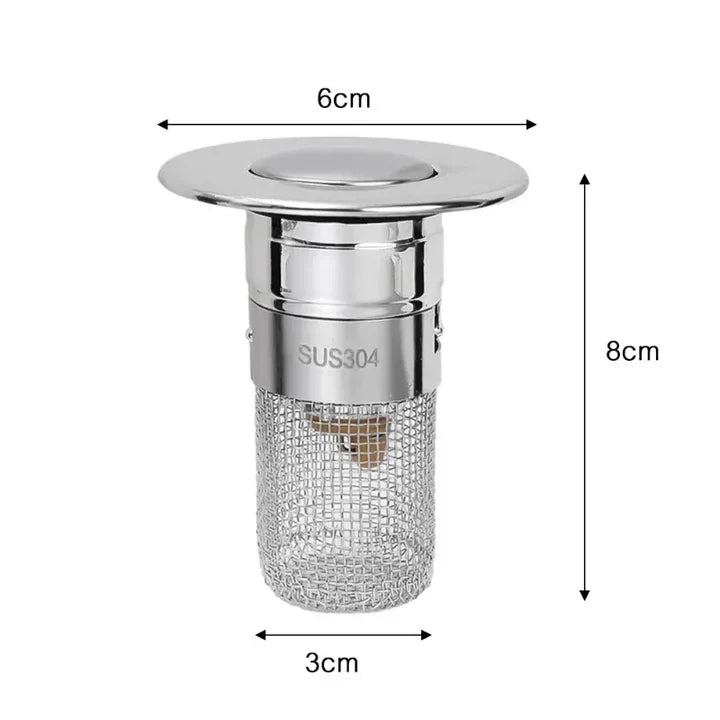 Stainless Steel Drain Filter with Hair Catcher – Rustproof Sieve for Kitchen and Bathroom, Clog-free | Bowlift