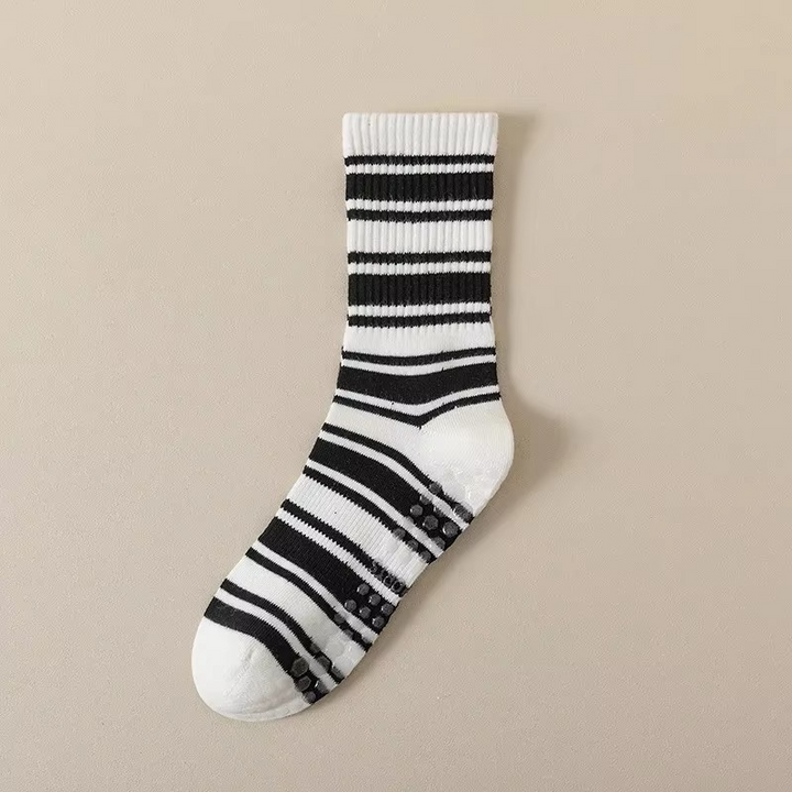 BowLift | Unisex Mid-Calf Striped Yoga Socks - Non-Slip, Sweat-Absorbing, Odor-Control