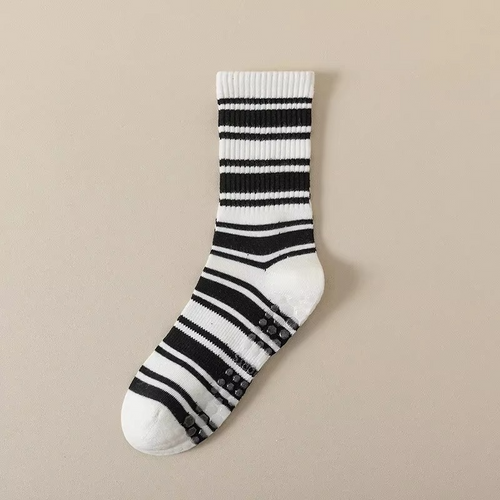BowLift | Unisex Mid-Calf Striped Yoga Socks - Non-Slip, Sweat-Absorbing, Odor-Control