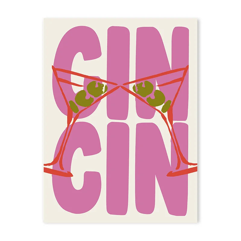 Cin Cheers Wall Art – Aesthetic Cocktail Poster Print | Bowlift