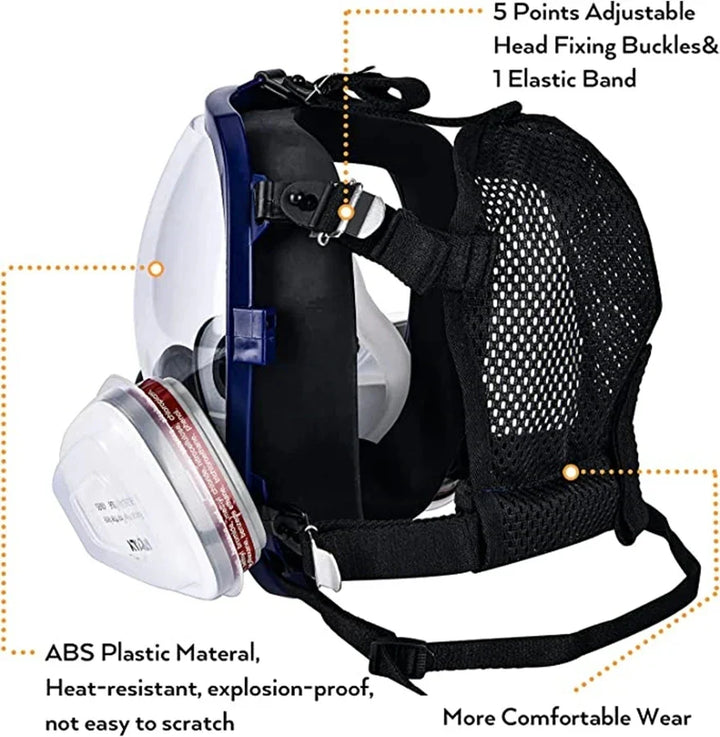 BowLift | Full Face Respirator Mask with Anti-Fog Lens and Industrial Gas Filters