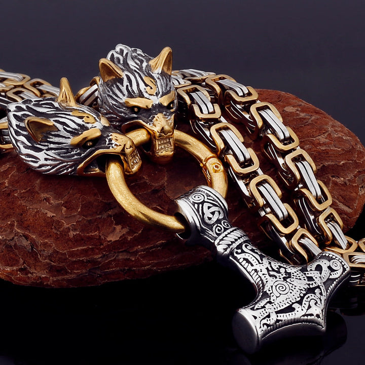 BowLift | Nordic Viking Wolf Head Stainless Steel Necklace