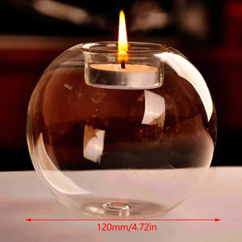 BowLift | LightGlass Glass Tea Light Holder Round | Transparent Design | Hollow Decorative Glass for Living Room & Wedding | 1 piece