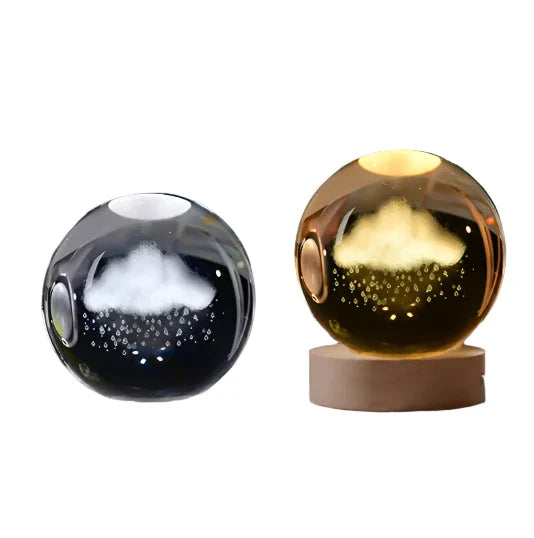 3D Crystal Night Light LED - Starry Sky Projector with Wooden Base, Romantic Lighting for Bedroom & Gifts | Bowlift