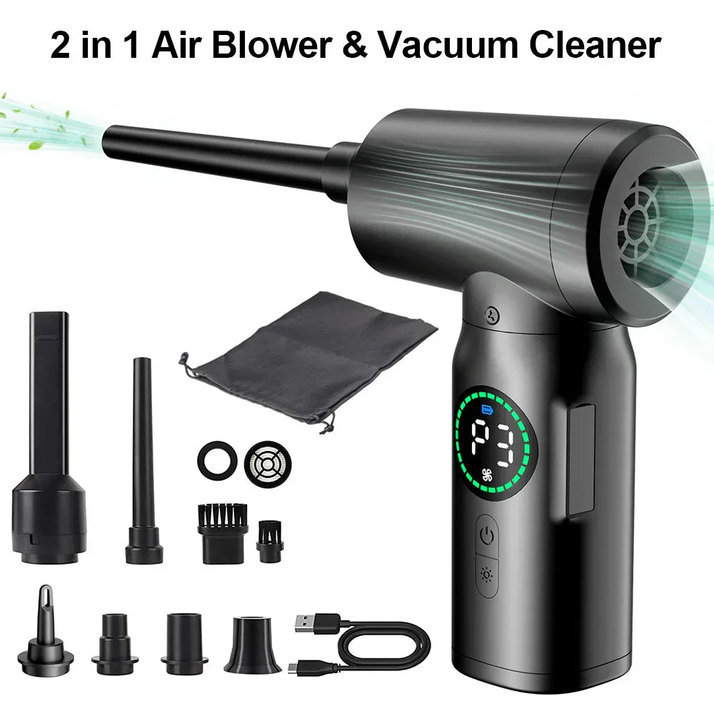 BowLift | 2-in-1 Portable Vacuum Cleaner & Blower | 7500mAh Battery, LED Light & Versatile for Home, Car & Office Cleaning