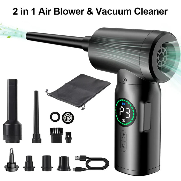 BowLift | 2-in-1 Portable Vacuum Cleaner & Blower | 7500mAh Battery, LED Light & Versatile for Home, Car & Office Cleaning