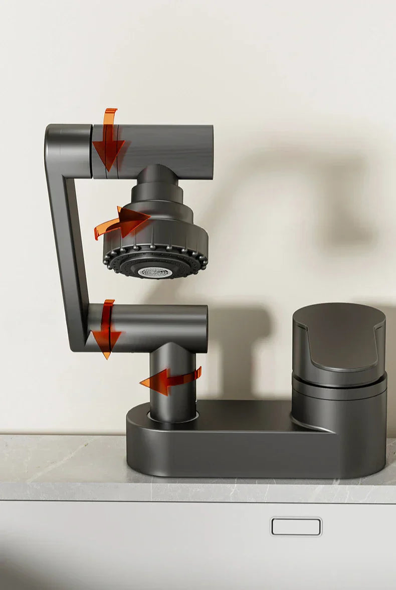 Aqua Twist Duo-Flex Basin Mixer – 360° swiveling two-hole faucet for hot and cold water Bowlift