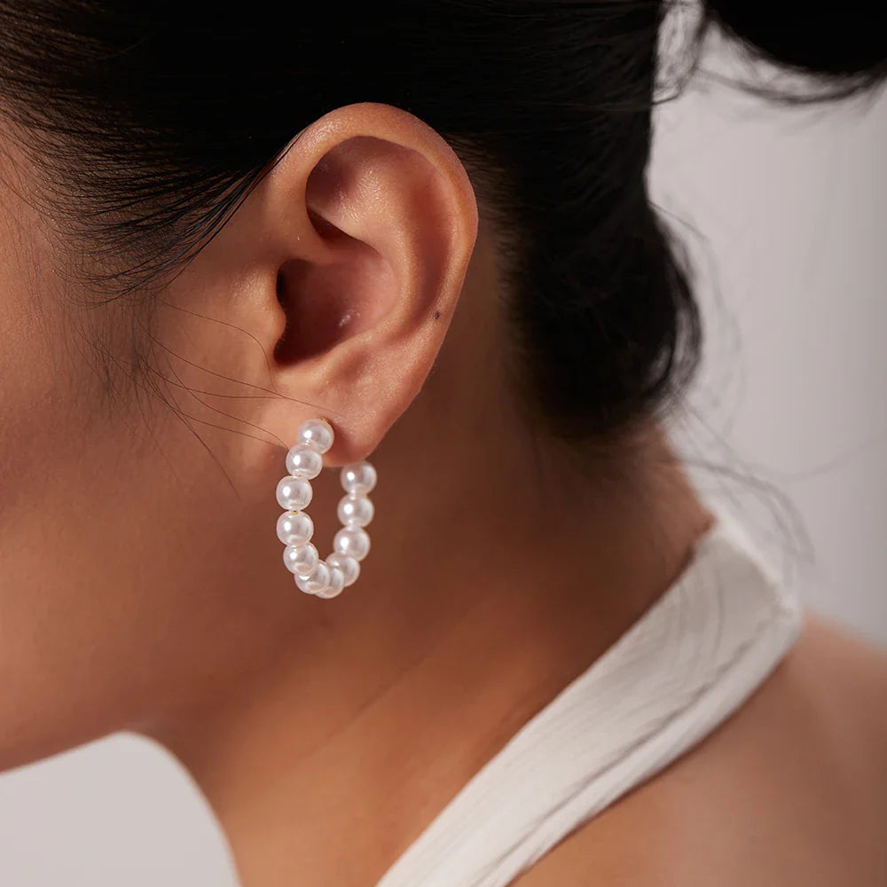 BowLift | Elegant C Hoop Pearl Earrings