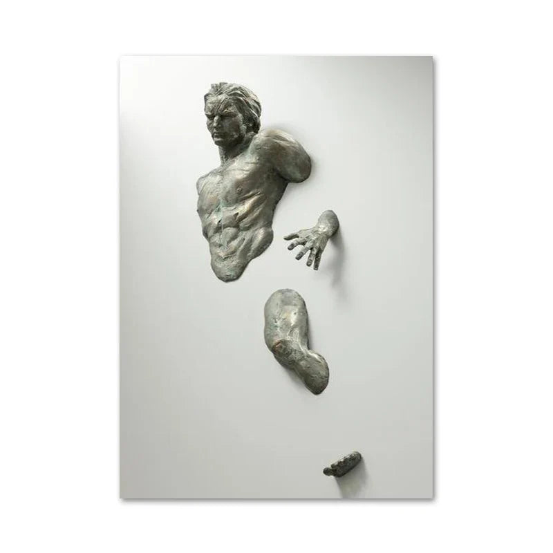 Modern Urban Abstract Iron Statue Wall Art Fine Art Canvas Prints 3d Visualization Figure Art Pictures For Minimalist Apartment Wall Decor | Bowlift
