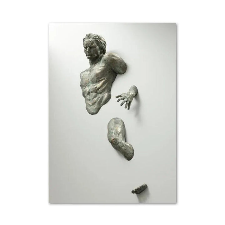 Modern Urban Abstract Iron Statue Wall Art Fine Art Canvas Prints 3d Visualization Figure Art Pictures For Minimalist Apartment Wall Decor | Bowlift
