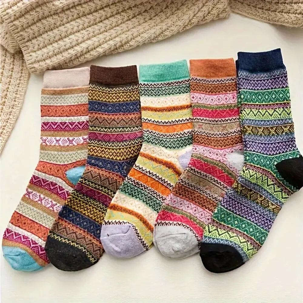 BowLift | Woolina | Women's Wool Socks Set | 5 Pairs | Extra Thick & Warm | Autumn & Winter