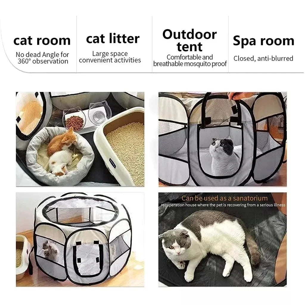 BowLift | Pawvia Foldable Cat Tent | Portable Outdoor Enclosure for Cats & Small Dogs | Breathable & Washable | 72×72×45 cm