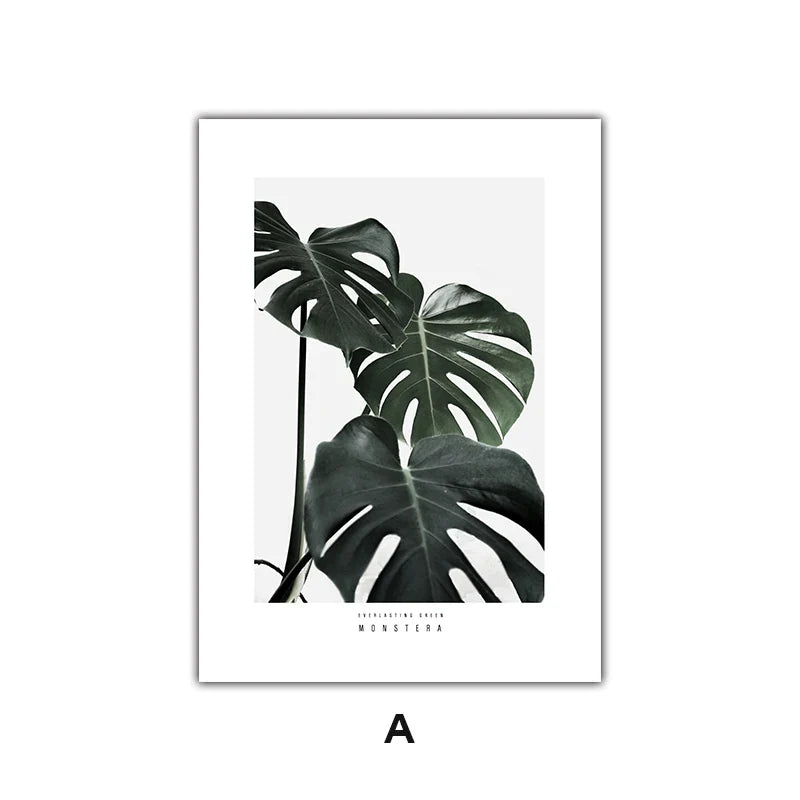 Minimalist Green Leaves Modern Botanical Specimen Wall art Fine Art Canvas Prints Gallery Wall Pictures For Living Room Dining Room Art Decor | Bowlift