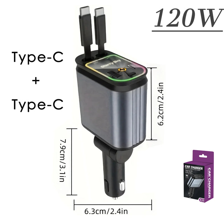 BowLift | Car Retractable 4 in 1 Fast Charger With Roof Lighting