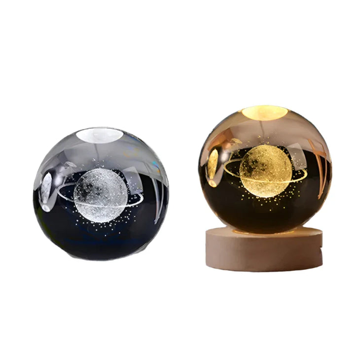 3D Crystal Night Light LED - Starry Sky Projector with Wooden Base, Romantic Lighting for Bedroom & Gifts | Bowlift