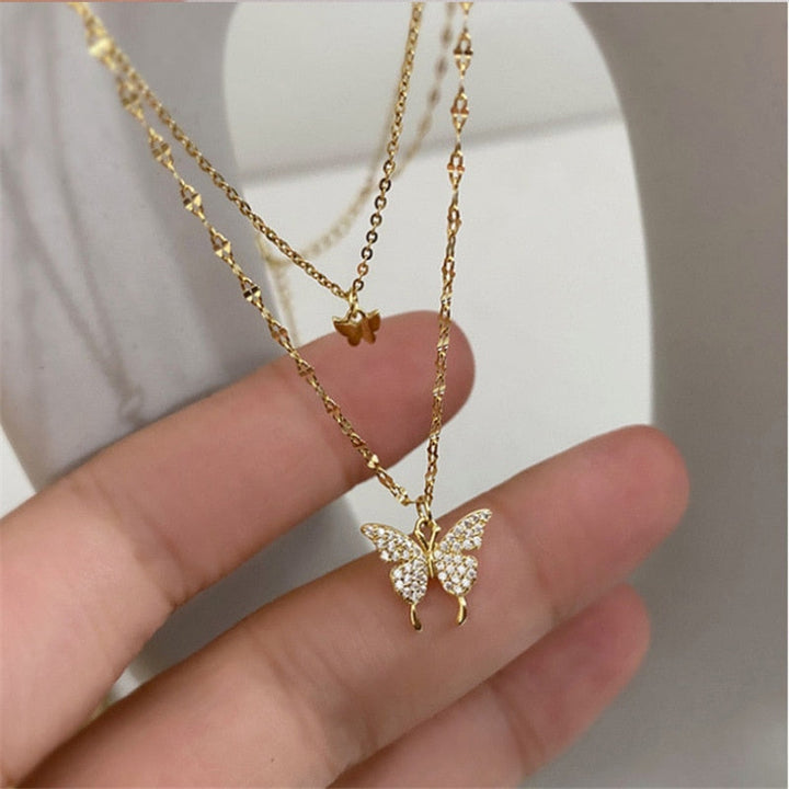 BowLift | Dreamy Wings Silver Double Layer Necklace