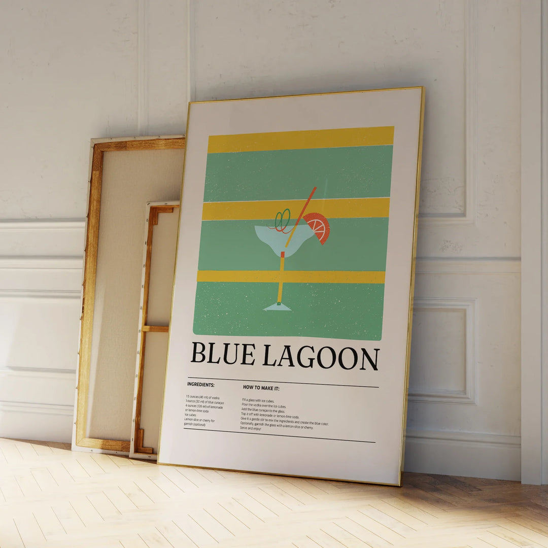 Blue Lagoon Cocktail Wall Art – Modern Minimalist Drink Decor | Bowlift
