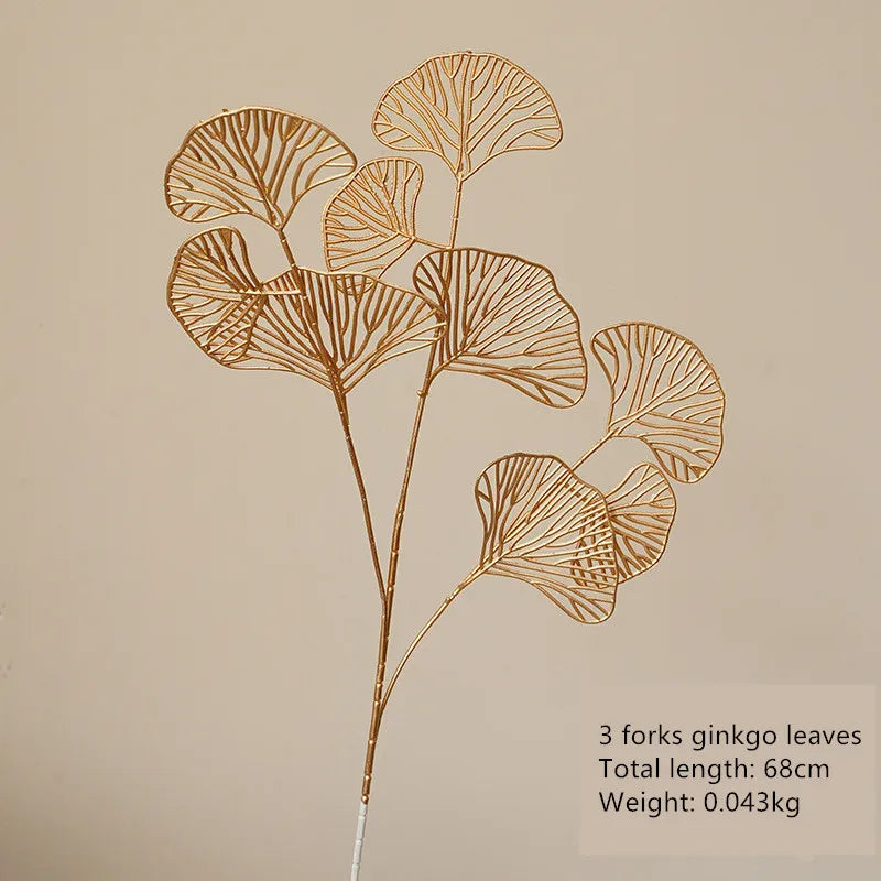 BowLift | Decorative Flower Gold Series | Palm Leaf, Ginkgo & Eucalyptus | Artificial Flower 67–84 cm | Wedding & Christmas