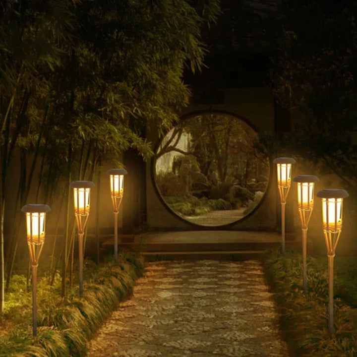 BowLift | Solar Torch 5-Piece Set | Flame Effect LED Garden Lights | Solar Powered | Decorative Light for Outdoors