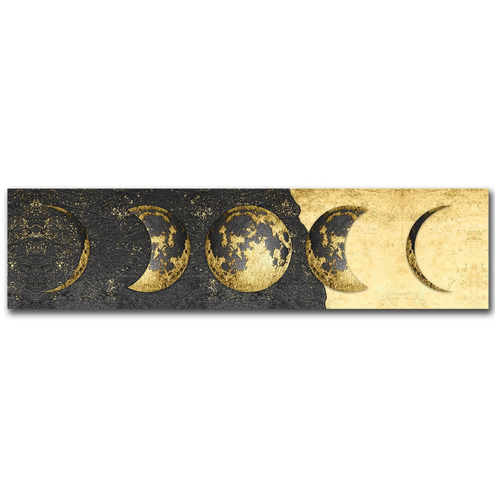 Moon Phases Wide Format Black White Wall Art Canvas Prints Pictures For Bedroom Above The Bed Living Room Decor | Bowlift
