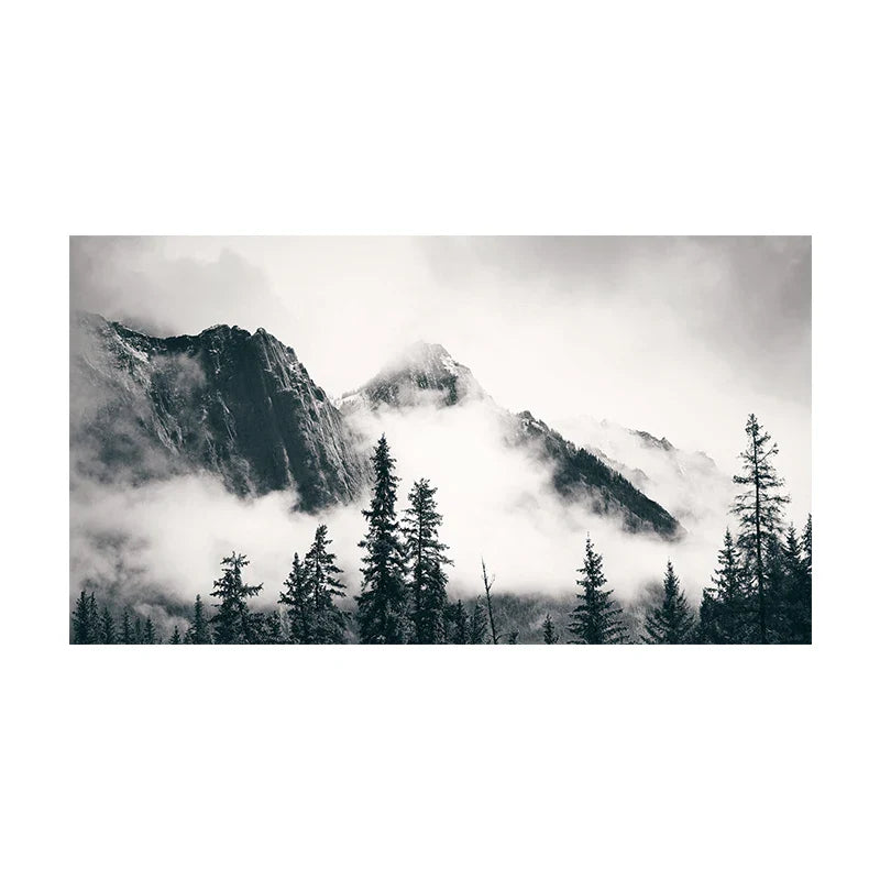 Northern Landscapes Forest Mountain Wilderness Wall Art Fine Art Canvas Prints Black White Posters For Living Room Modern Home Office Decor | Bowlift