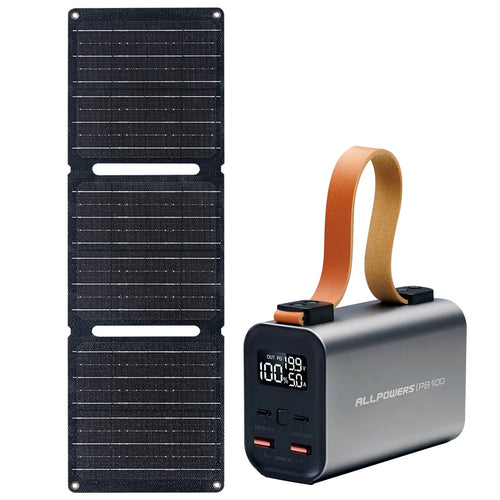 BowLift | Solar Powerbank VoltForge PB100 Set | 24,000mAh | 100W Fast Charging | Foldable 21W Solar Panel | For Laptop, Smartphone & Outdoor