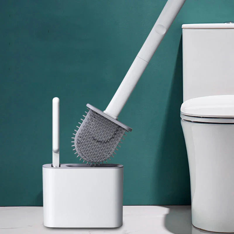 Silicone toilet brush with wall holder | Bowlift